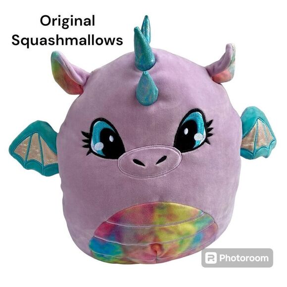 Original Squishmallows 12” Devra The Purple Tie-Die Soft Plush Dragon - Picture 1 of 11